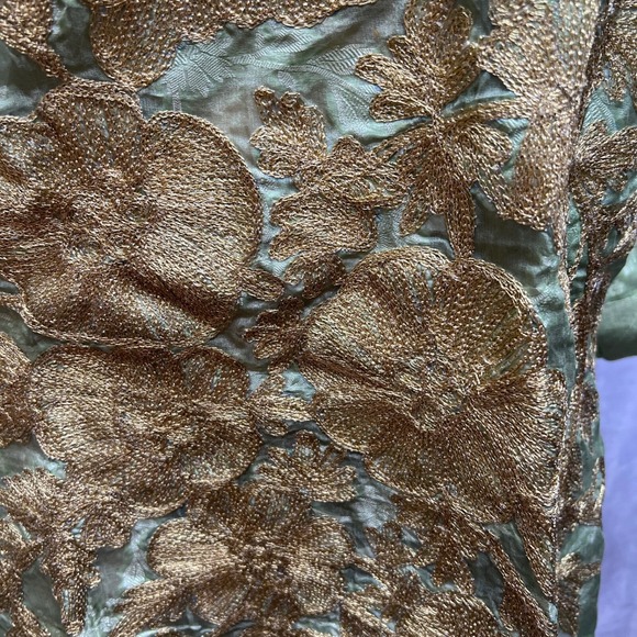 Agha Noor Kurta Tunic Womens S Embroidered Gold Lime Green Gauzy Pakistani - Picture 6 of 14